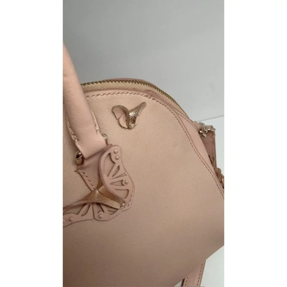 Kate Spade Pink Saffiano Leather Butterfly Floral Satchel Crossbody Bag